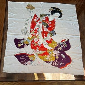 Authentic Asian Japanese Geisha Girl Scarf / Wallhanging